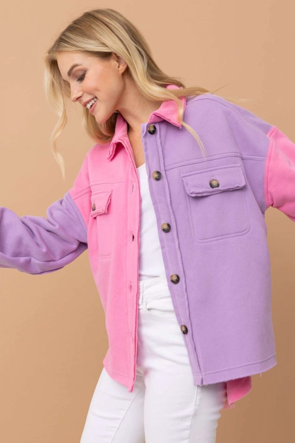 wholesale clothing purple combo jacket with buttons In The Beginning