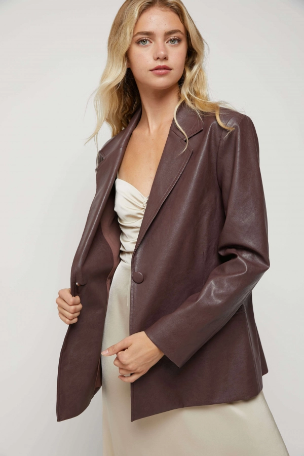 wholesale clothing dark brown jacket with pockets and buttons In The Beginning