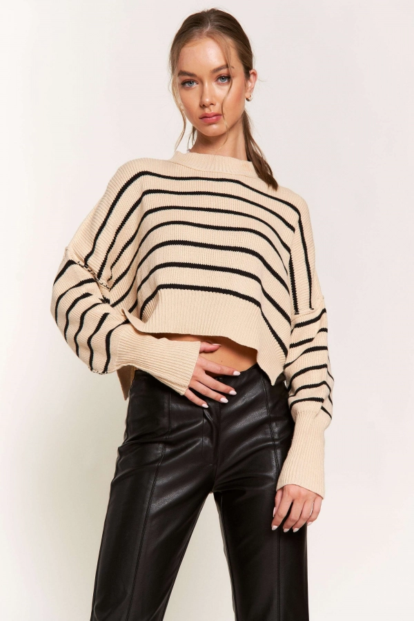 wholesale clothing beige black sweaters In The Beginning